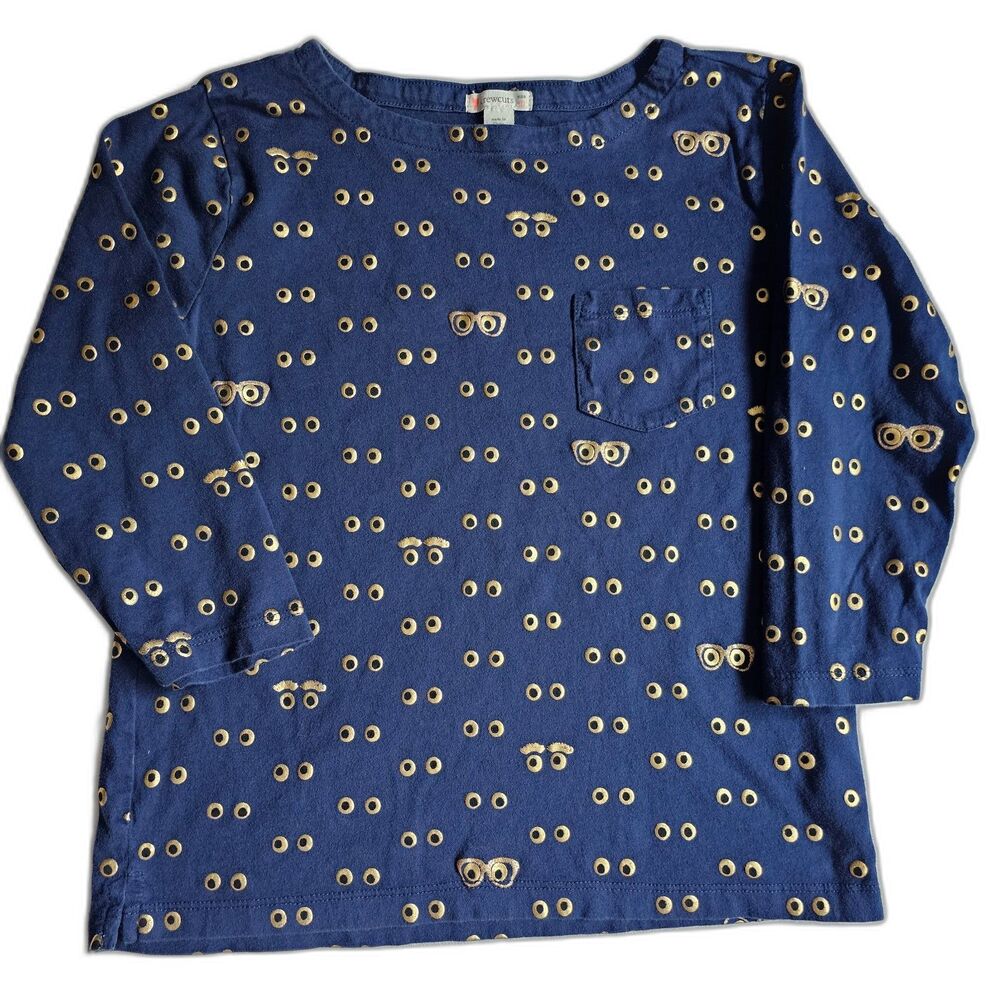 Crewcuts J. Crew Girls Navy & Gold Cotton Top Sunglasses 3/4 Sleeve sz 10